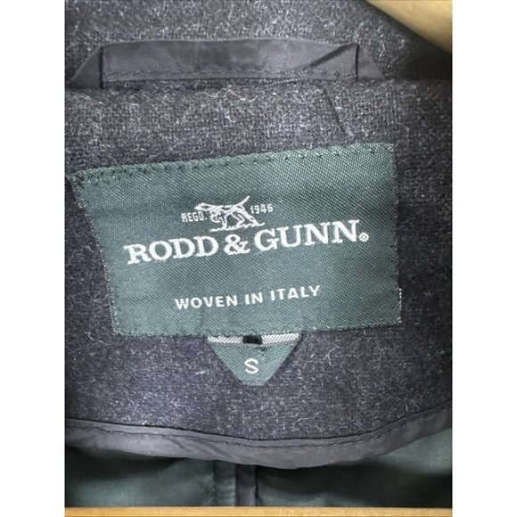 Rodd & Gunn Quilted Wool Jacket Leather Trim Charcoal Button Front Men’s Small - Picture 6 of 9